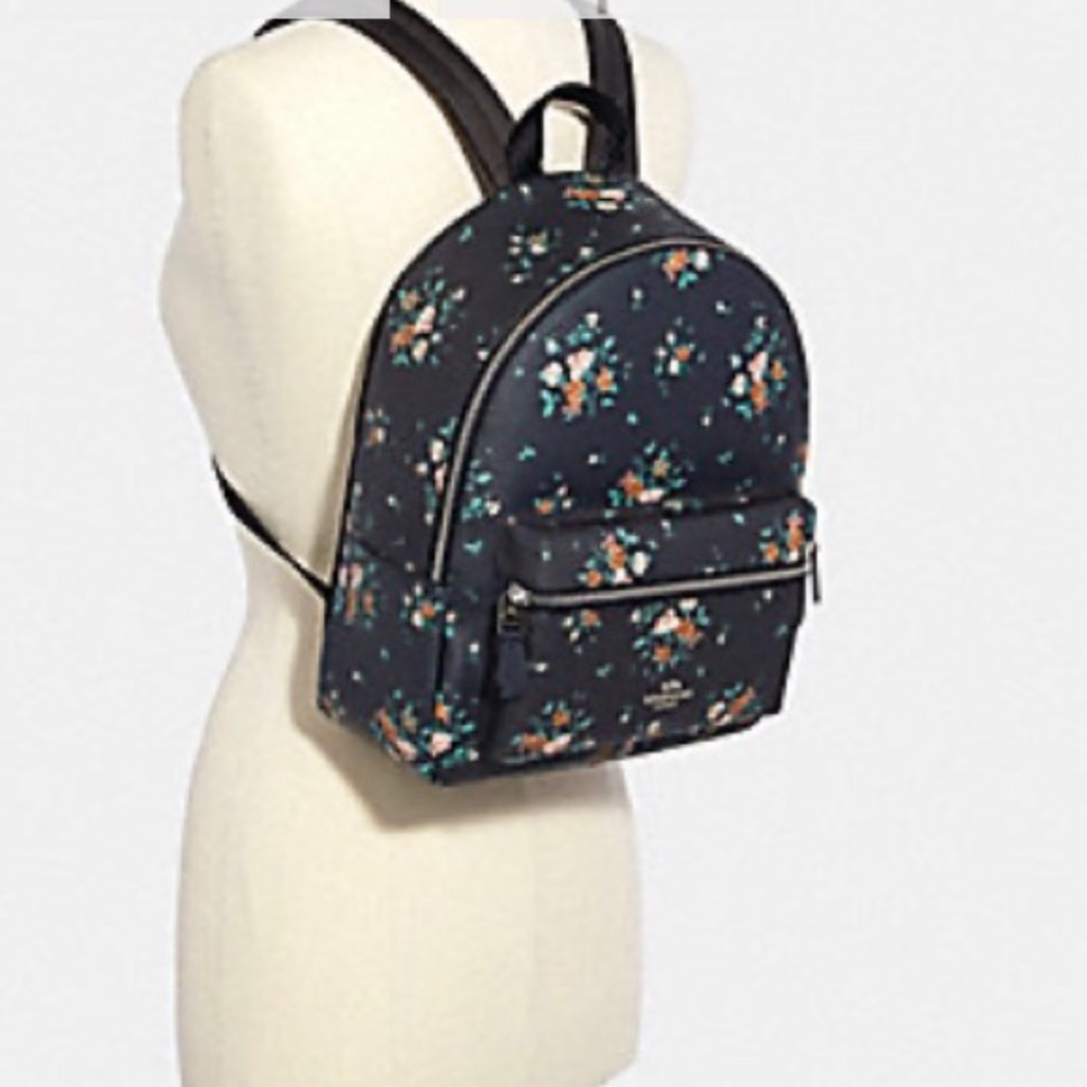 COACH MEDIUM CHARLIE BACKPACK WITH ROSE BOUQ. PRT - Picture 1 of 16
